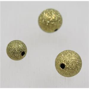 round Raw Brass ball stardust beads, matte, approx 8mm dia