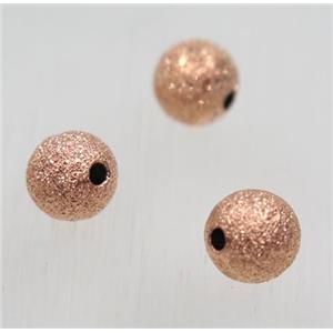 round matte Brass stardust ball beads, rose gold, approx 8mm dia