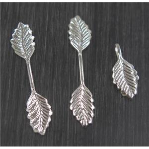 leaf Brass charm, silver plated, approx 6.5-35mm