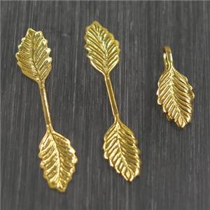leaf Brass charm, gold plated, approx 6.5-35mm