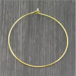 Brass earring wire, gold plated, approx 25mm dia