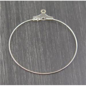 Brass earring wire, platinum plated, approx 40mm dia