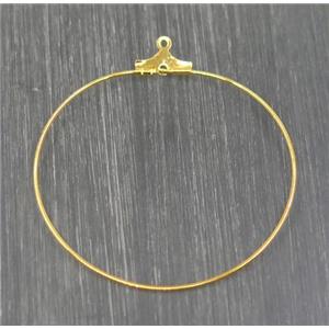 Brass earring wire, gold plated, approx 30mm dia