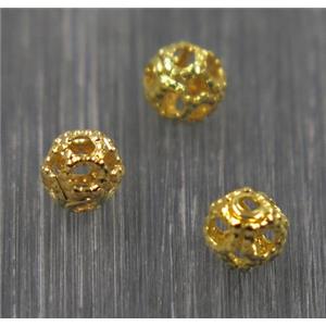 Brass ball bead, silver plated, approx 4mm dia