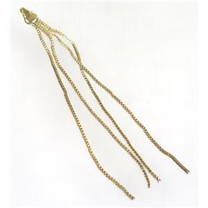 copper tassel pendant with chain, gold plated, approx 1mm thickness, 70-80mm length