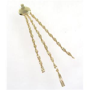 copper tassel pendant with chain, gold plated, approx 2mm thickness, 70-80mm length