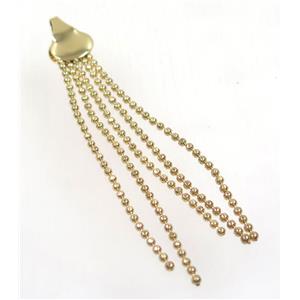 copper tassel pendant with chain, gold plated, approx 1.5mm thickness, 70-80mm length