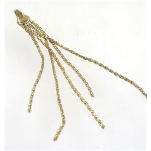 copper tassel pendant with chain, gold plated, approx 1mm thickness, 70-80mm length