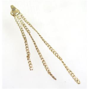copper tassel pendant with chain, gold plated, approx 2mm thickness, 70-80mm length