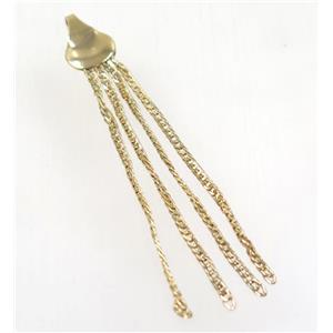 copper tassel pendant with chain, gold plated, approx 1.8mm thickness, 70-80mm length