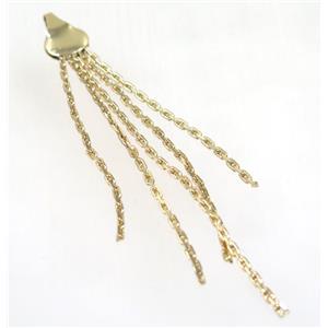 copper tassel pendant with chain, gold plated, approx 1.5mm thickness, 70-80mm length