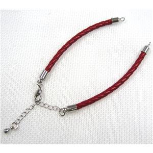 PU leather bracelet with resized chain, approx 3mm