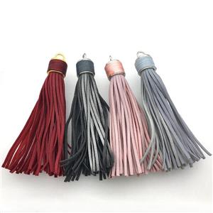 Suede tassel pendants, mixed color, approx 12-90mm