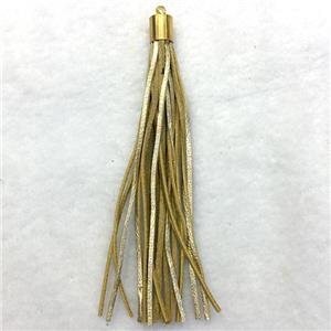 gold PU leather tassel pendants, approx 110cm length