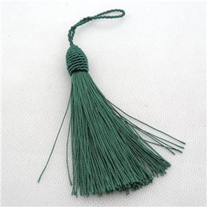 green Nylon wire tassel pendants, approx 95mm length