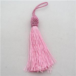 pink Nylon wire tassel pendants, approx 95mm length