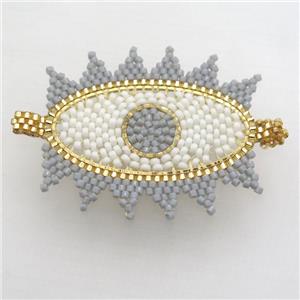 Handcraft eye connector with seed glass beads, approx 38-45mm