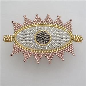 Handcraft eye connector with seed glass beads, approx 38-45mm