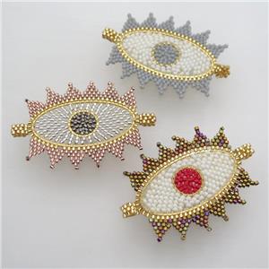 Handcraft eye connector with seed glass beads, mix color, approx 38-45mm