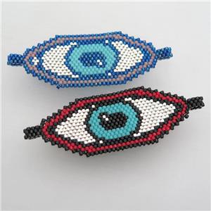 Handcraft eye connector with seed glass beads, mix color, approx 25-60mm