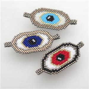 Handcraft eye connector with seed glass beads, mixc olor, approx 22-40mm
