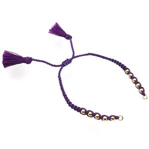 purple nylon wire bracelet chain with tassel, approx 5mm, 15cm length