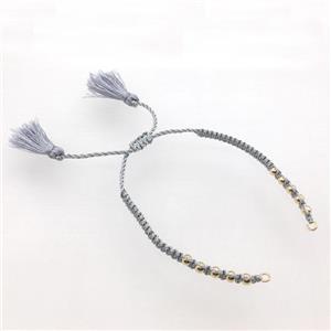 gray nylon wire bracelet chain with tassel, approx 5mm, 15cm length