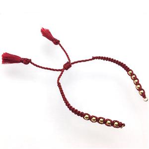 red nylon wire bracelet chain with tassel, approx 5mm, 15cm length