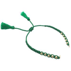 green nylon wire bracelet chain with tassel, approx 5mm, 15cm length