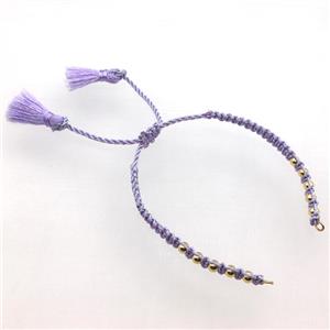 lavender nylon wire bracelet chain with tassel, approx 5mm, 15cm length