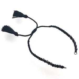 black nylon wire bracelet chain with tassel, approx 5mm, 15cm length