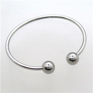 Stainless Steel Bangle, platinum plated, approx 50-60mm dia