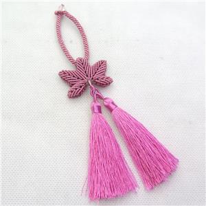 Nylon wire tassel pendants, hotpink, approx 16cm length