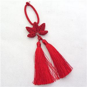 Nylon wire tassel pendants, red, approx 16cm length