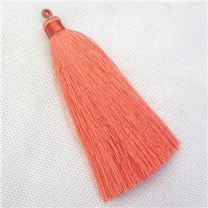 orange nylon wire tassel pendants, silken, A grade, approx 10cm length