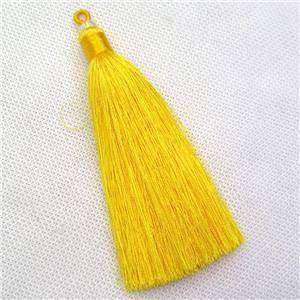 yellow nylon wire tassel pendants, silken, A grade, approx 10cm length