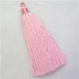 pink nylon wire tassel pendants, silken, A grade, approx 10cm length