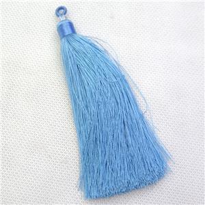 blue nylon wire tassel pendants, silken, A grade, approx 10cm length