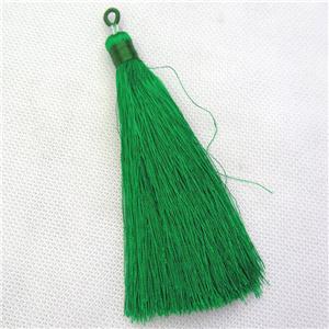 green nylon wire tassel pendants, silken, A grade, approx 10cm length