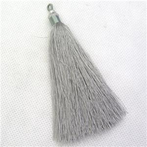 gray nylon wire tassel pendants, silken, A grade, approx 10cm length