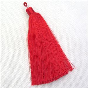 red nylon wire tassel pendants, silken, A grade, approx 10cm length