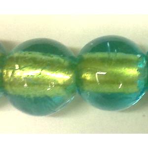 24K Gold Foil Round glass bead, 14mm dia, 28pcs per st