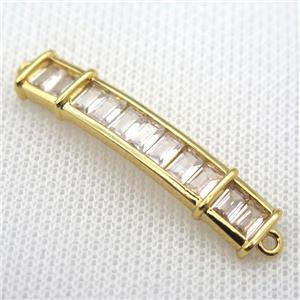 copper stick connector paved zircon, gold plated, approx 6-42mm
