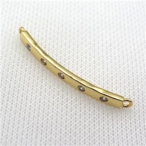 copper stick connector paved zircon, gold plated, approx 4-42mm