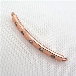 copper stick connector paved zircon, rose gold, approx 4-42mm