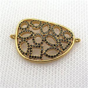 copper mesh connector paved zircon, gold plated, approx 20-30mm