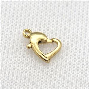 copper heart Lobster Clasp, gold plated, approx 11mm
