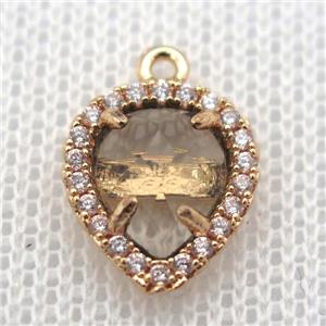 copper teardrop pendant pave zircon with crystal glass, gold plated, approx 11-14mm