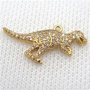 copper dragon pendants paved zircon, gold plated, approx 12-28mm