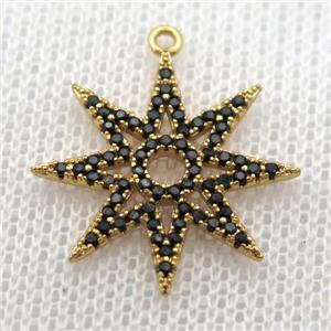 copper star pendant paved zircon, gold plated, approx 20mm dia